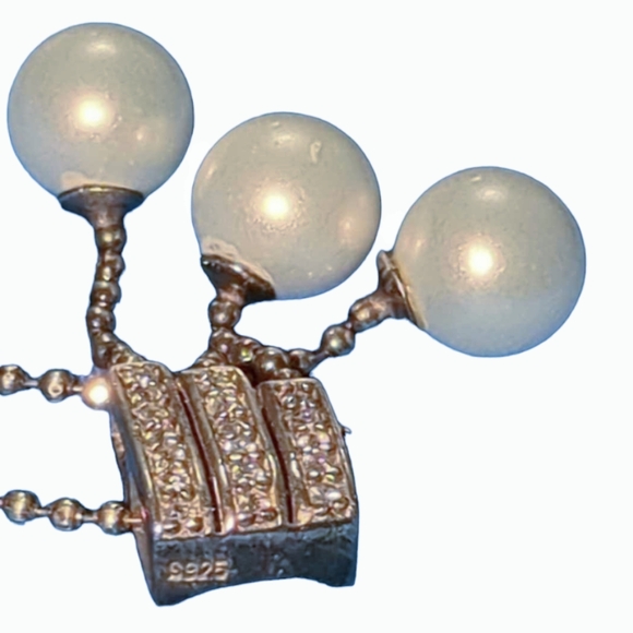 925 Silver and cultured pearl necklace - Picture 13 of 16